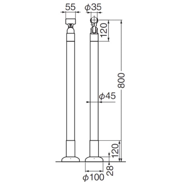 シロクマ 支柱ベースプレート式 チーク ABR-701B シルバー   ABR-701B-S - 2