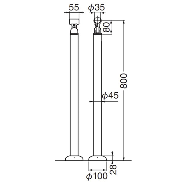 シロクマ 支柱ベースプレート式 ABR-705B 鏡面磨 ABR-705B-MR