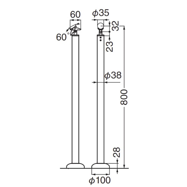 純正 買取 【シロクマ】支柱(ベースプレート式) ABR-709B ヘアーライン（数量：1） 移動・歩行支援用品 ENTEIDRICOCAMPANO