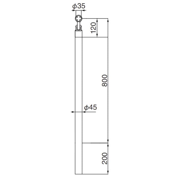シロクマ 支柱埋込式 チーク ABR-730U チーク/シルバー ABR-730U-CS