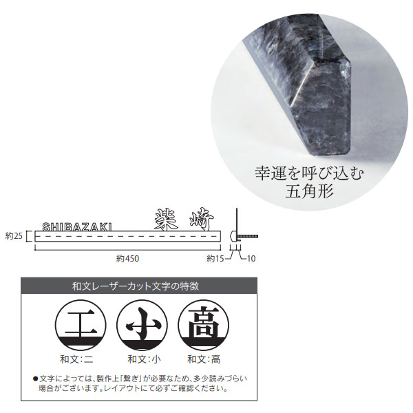 福彫 陶磁器 スタイリッシュライン 黒ミカゲステンレス切文字 DK-206K - 2