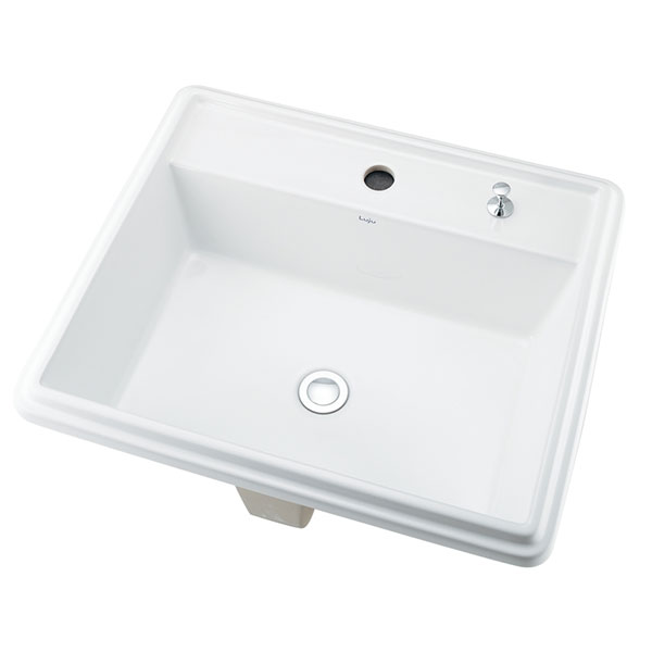 カクダイ 角型洗面器（１ホール・ポップアップ独立つまみタイプ）493-151H 493-151H