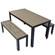 旭興進 人工木テーブル長方形 ベンチ120 2台セット aks-28464